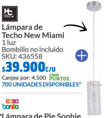 Homecenter Lámpara de Techo New Miami 1 luz oferta