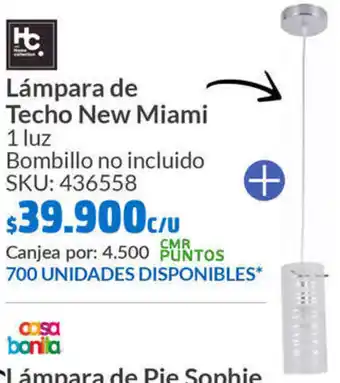 Homecenter Lámpara de Techo New Miami 1 luz oferta