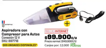 Homecenter Aspiradora con Compresor para Autos Conexión 12 V oferta