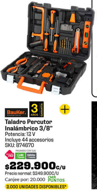 Homecenter Bauker Taladro Percutor Inalámbrico 3/8" oferta