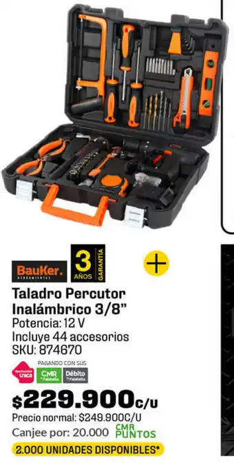 Homecenter Bauker Taladro Percutor Inalámbrico 3/8" oferta