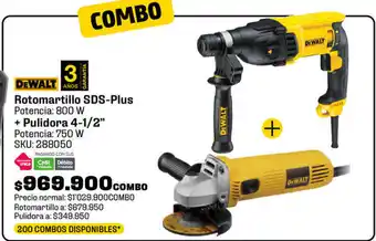 Homecenter DEWALT Rotomartillo SDS-Plus 800 W + Pulidora 4-1/2" 750W oferta