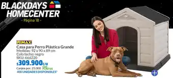 Homecenter RIMAX Casa para Perro Plástica Grande 92 x 90 x 89 cm oferta