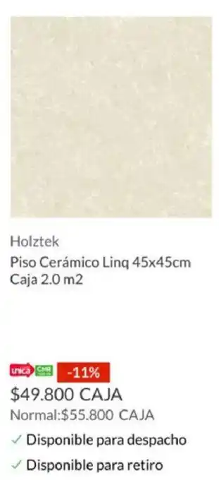 Homecenter Holztek Piso Cerámico Linq 45x45cm Caja 2.0 m2 oferta