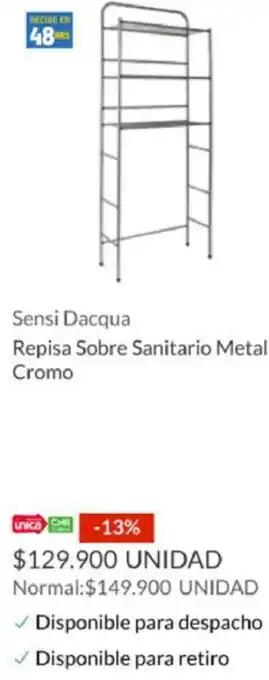 Homecenter Sensi Dacqua Repisa Sobre Sanitario Metal Cromo oferta