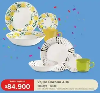 Makro Vajilla Corona 4-16 Malaya, Alice oferta