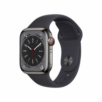 Alkomprar Apple watch series 8 gps + cellular de 41 mm caja de acero inoxidable en grafito, correa deportiva azul medianoche oferta
