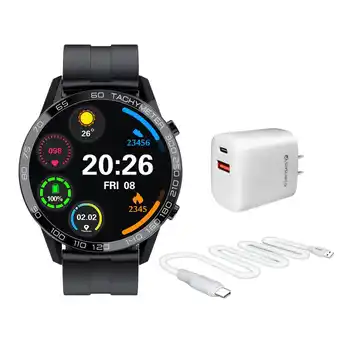 Alkomprar Reloj inteligente esenses 44.3 mm sw-10 negro + cargador de pared usb-c + cable de carga tipo c oferta