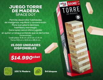 Tiendas D1 JUEGO TORRE DE MADERA SPACE DOT oferta