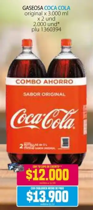 Colsubsidio GASEOSA COCA COLA original x 3.000 ml x 2 und oferta
