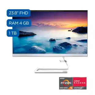 Alkomprar Computador All In One LENOVO 23,8"; Pulgadas AIO 3 Ryzen 5 4GB Ram Disco Duro 1TB Blanco oferta