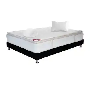 Alkomprar Combo SPRING: Colchón Semidoble Resortado Rest Cloud 120 x 190 cm + Base Cama Madison Negra + 1 Almohada Siliconada + Protect oferta