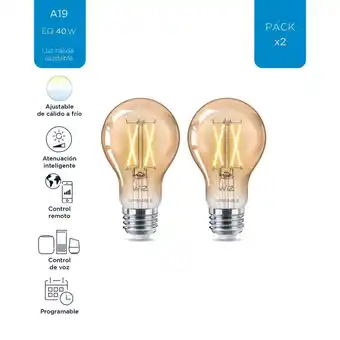 Falabella Bombillo led wiz wifi 6w e26 x2 uni luz calida oferta
