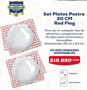 Tiendas D1 Set Platos Postre 20 CM Red Flag oferta