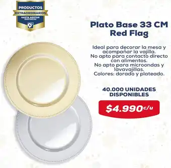 Tiendas D1 Plato Base 33 CM Red Flag oferta