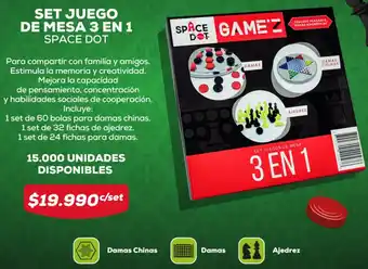 Tiendas D1 SET JUEGO DE MESA 3 EN 1 SPACE DOT oferta