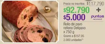 Jumbo Rollo de pavo relleno Delipavo x 750g oferta