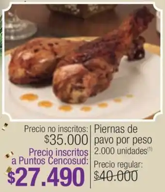 Jumbo Piernas de pavo por peso 2.000 unidades oferta