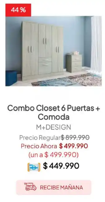 Easy M+DESIGN Combo Closet 6 Puertas + Comoda oferta