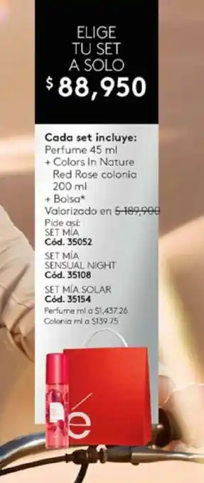Ésika Set Perfume 45 ml Colors In Nature Red Rose colonia 200 ml + Bolsa / SET MIA oferta