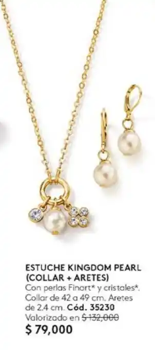 Ésika ESTUCHE KINGDOM PEARL (COLLAR + ARETES) Collar de 42 a 49 cm. Aretes de 2.4 cm. oferta