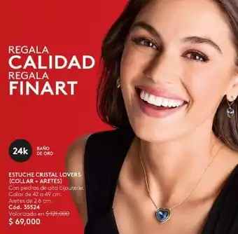 Ésika ESTUCHE CRISTAL LOVERS (COLLAR + ARETES) Collar de 42 a 49 cm. Aretes de 2.6 cm. oferta