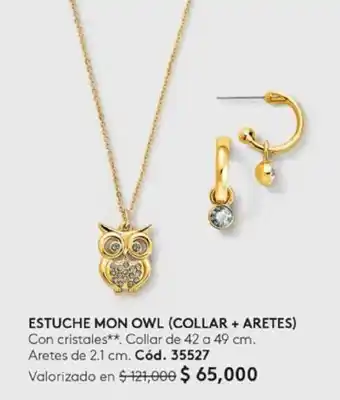 Ésika ESTUCHE MON OWL (COLLAR + ARETES) Collar de 42 a 49 cm. Aretes de 2.1 cm. oferta