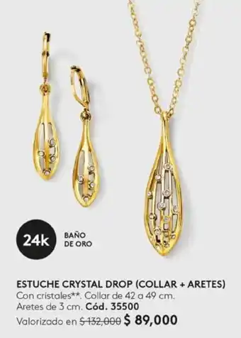 Ésika ESTUCHE CRYSTAL DROP (COLLAR + ARETES) Collar de 42 a 49 cm. Aretes de 3 cm. oferta