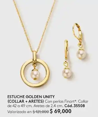 Ésika ESTUCHE GOLDEN UNITY (COLLAR + ARETES) Collar de 42 a 49 cm. Aretes de 2.4 cm. oferta
