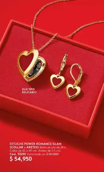 Ésika ESTUCHE POWER ROMANCE GLAM (COLLAR + ARETES) Collar de 42 a 49 cm. Aretes de 2.5 cm. oferta