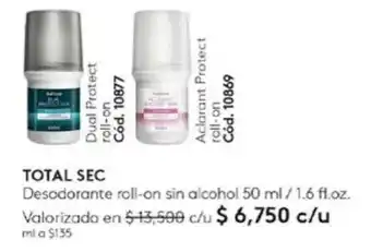 Ésika TOTAL SEC Desodorante roll-on sin alcohol 50 ml oferta