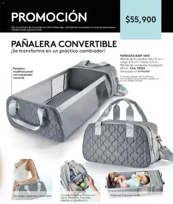 Ésika PAÑALERA BABY SAFE Alto: 21 cm / Largo: 37.2 cm/ Ancho: 12.5 cm. Medida del cambiador desplegado: 68 cm. oferta