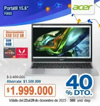 Alkosto acer Portátil 15.6" oferta