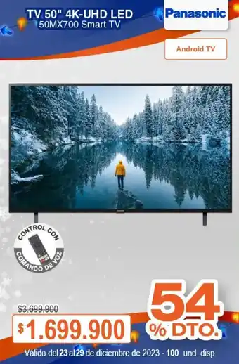 Alkosto Panasonic TV 50" 4K-UHD LED 50MX700 Smart TV oferta