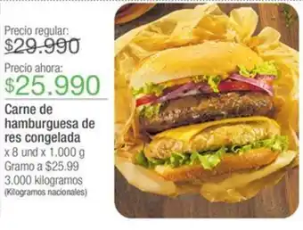 Jumbo Carne de hamburguesa de res congelada x 8 und x 1.000 g oferta