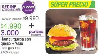 Jumbo Hamburguesa con queso + Vaso con gaseosa oferta