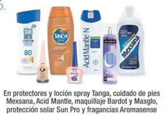 Jumbo En protectores y loción Tanga, Mexsana, Acid Mantle, Bardot y Masglo, Sun Pro y Aromasense oferta