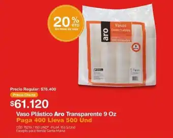 Makro Vaso Plástico Aro Transparente 9 Oz Paga 400 Lleva 500 Und oferta