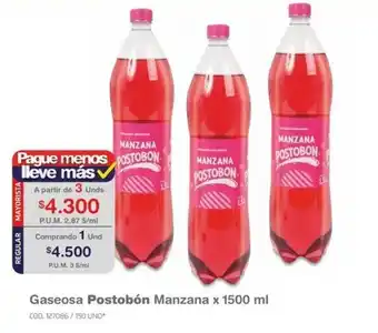 Makro Gaseosa Postobón Manzana x 1500 ml oferta