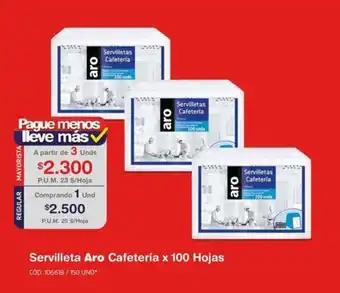 Makro Servilleta Aro Cafetería x 100 Hojas oferta