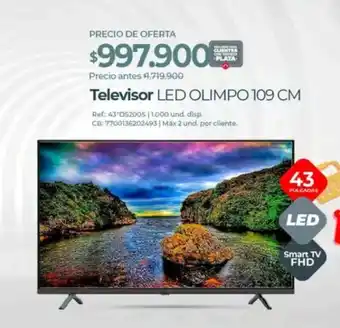 Olímpica Televisor LED OLIMPO 109 CM oferta