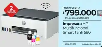 Olímpica Impresora HP Multifuncional Smart Tank 580 oferta