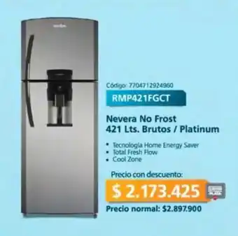 Olímpica mabe Nevera No Frost 421 Lts. Brutos / Platinum oferta