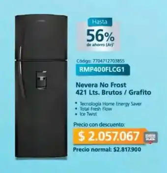 Olímpica mabe Nevera No Frost 421 Lts. Brutos / Grafito oferta