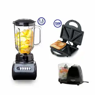 Alkomprar Combo UNIVERSAL Licuadora vaso en vidrio+ Picatodo+Sanduchera oferta