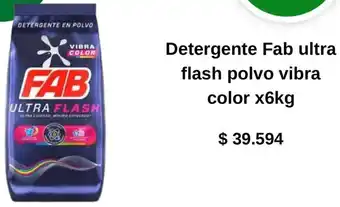 Jumbo Detergente Fab ultra flash polvo vibra color x 6kg oferta