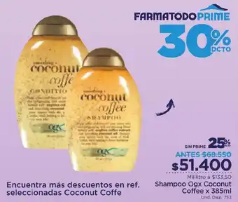 FarmaTodo Shampoo Ogx Coconut Coffee x 385ml U oferta