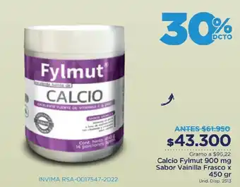 FarmaTodo Calcio Fylmut 900 mg Sabor Vainilla Frasco x 450 gr oferta