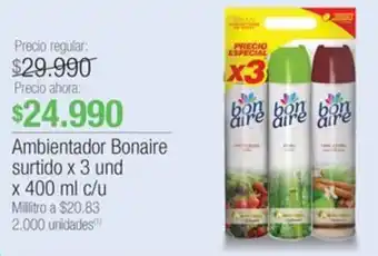 Jumbo Ambientador Bonaire surtido x 3 und x 400 ml c/u oferta