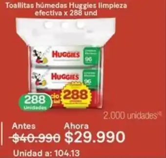 Jumbo Toallitas húmedas Huggies limpieza efectiva x 288 und oferta